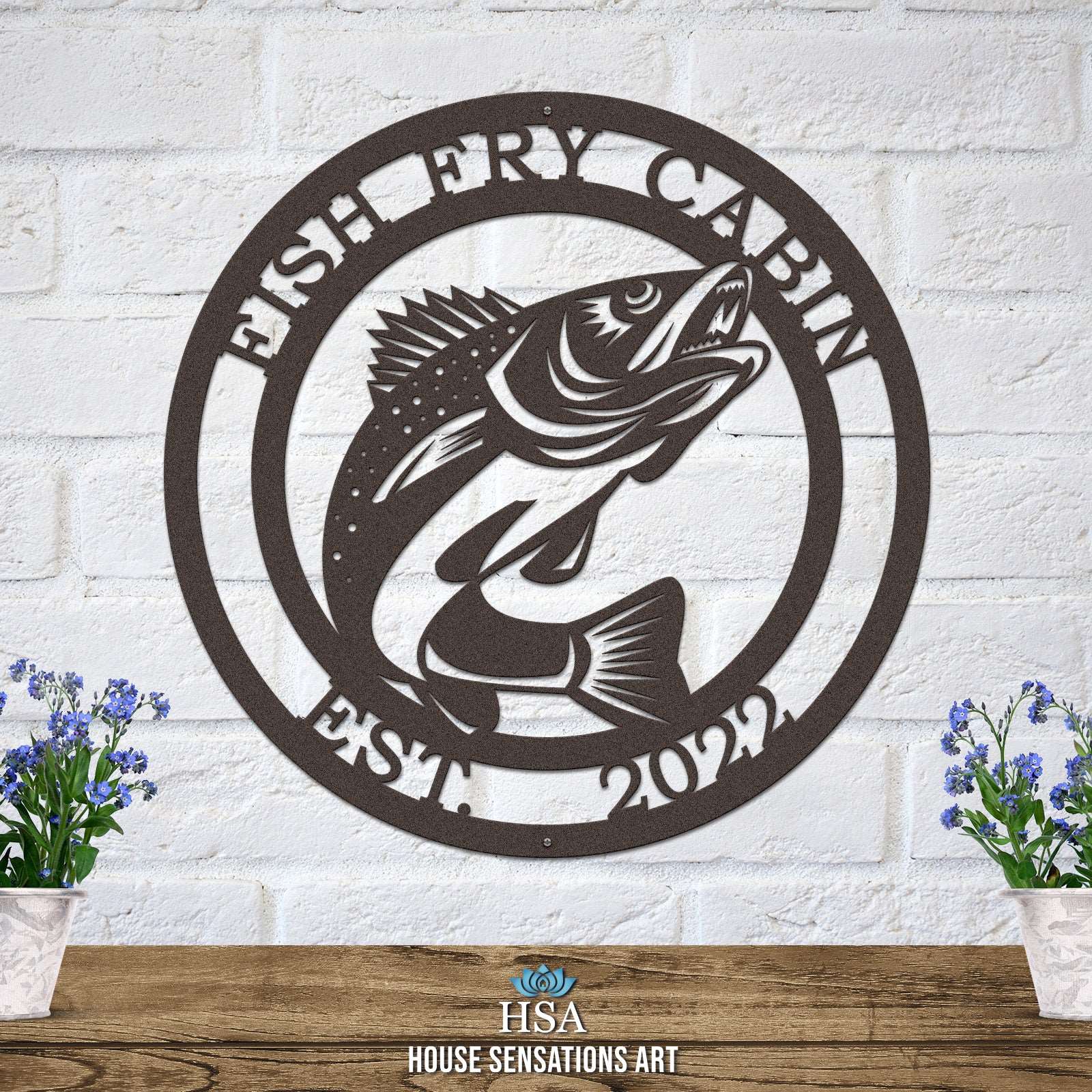 Metal Walleye Fishing Address Sign - Custom Metal House Number Plaque - Perfect for Outdoor Decor in Gardens, Yards, or Farms - Ideal Housewarming Gift for Animal Lovers - HouseSensationsArt