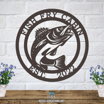 Metal Walleye Fishing Address Sign - Custom Metal House Number Plaque - Perfect for Outdoor Decor in Gardens, Yards, or Farms - Ideal Housewarming Gift for Animal Lovers - HouseSensationsArt