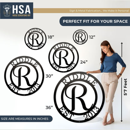 Monogram Metal Sign – Custom Family Name Wall Decor - HouseSensationsArt