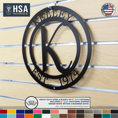 Monogram Metal Wall Decor Sign – Custom Family Name Wall Decor – Personalized Initial Art – Indoor Outdoor Plaque - TTS - HouseSensationsArt