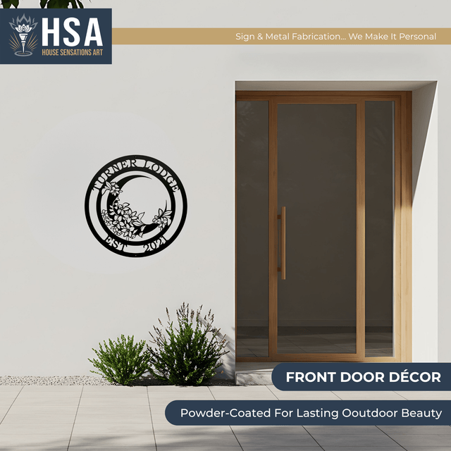 Moon Garden Custom Metal Wall Decor Sign - Personalized Floral Display - Botanical Wall Art - Elegant Home Decor - TTS - HouseSensationsArt