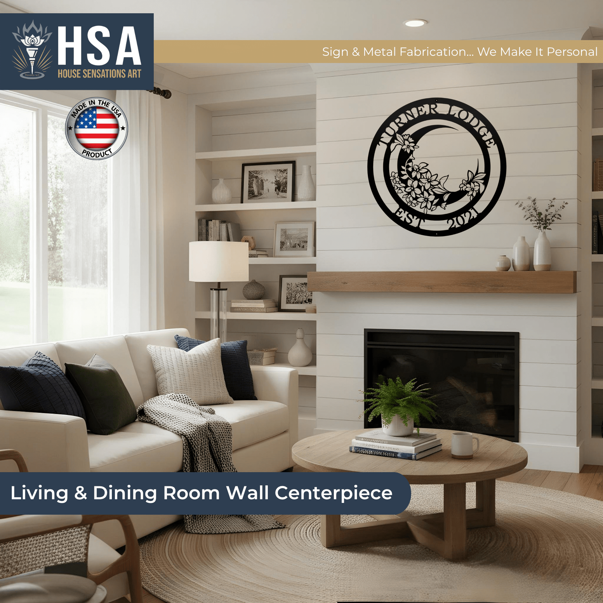 Moon Garden Custom Metal Wall Decor Sign - Personalized Floral Display - Botanical Wall Art - Elegant Home Decor - TTS - HouseSensationsArt