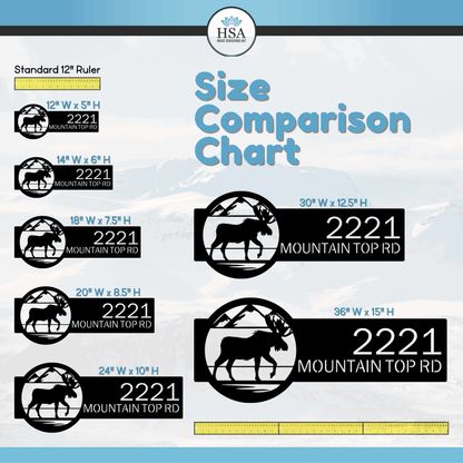 Mountain Moose Address Sign Plaque – Custom House Numbers & Street Name Sign – Weather - Resistant Outdoor Address Signs for Home Décor & Housewarming Gift - HouseSensationsArt