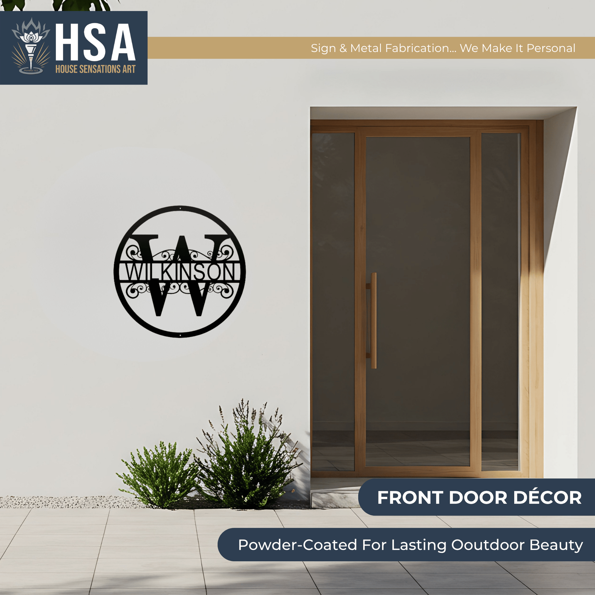 Name Monogram Sign – Custom Metal Split - Letter Decor for Homes - HouseSensationsArt