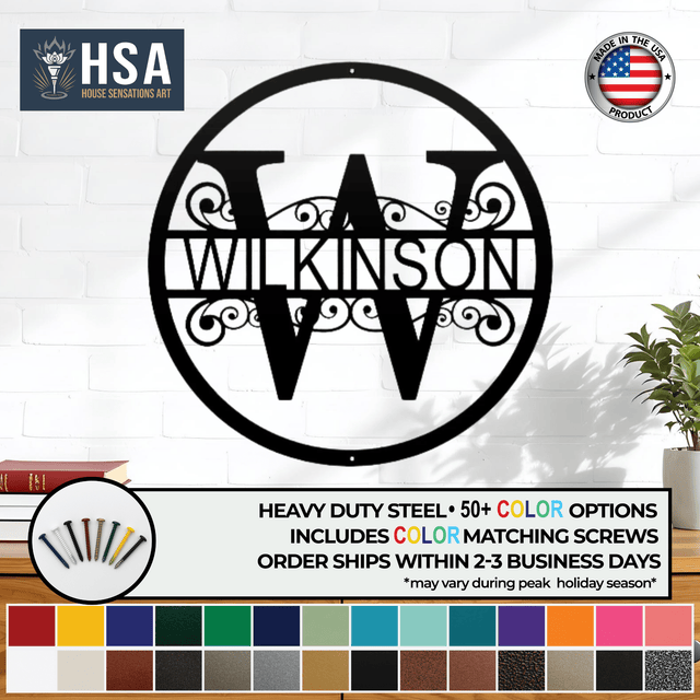 Name Monogram Sign – Custom Metal Split - Letter Decor for Homes - HouseSensationsArt