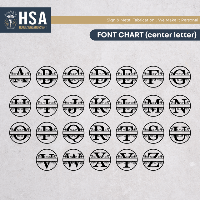 Name Monogram Sign – Custom Metal Split - Letter Decor for Homes - HouseSensationsArt