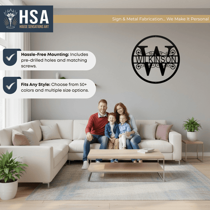 Name Monogram Sign – Custom Metal Split - Letter Decor for Homes - HouseSensationsArt