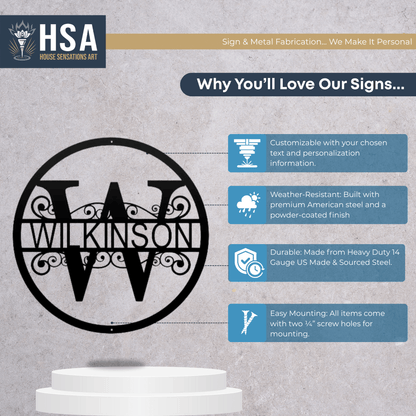 Name Monogram Sign – Custom Metal Split - Letter Decor for Homes - HouseSensationsArt