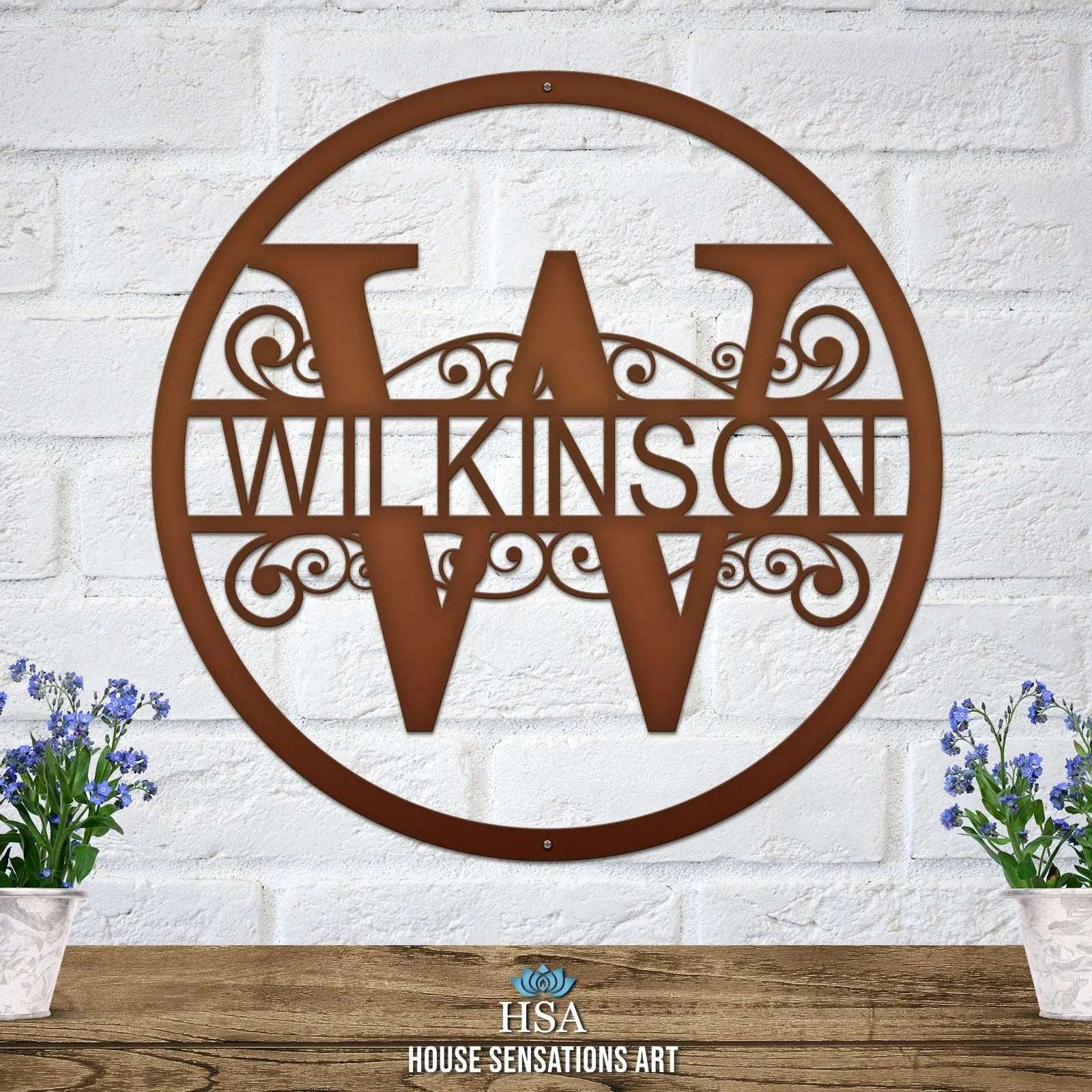 Name Monogram Sign – Custom Metal Split - Letter Decor for Homes - HouseSensationsArt