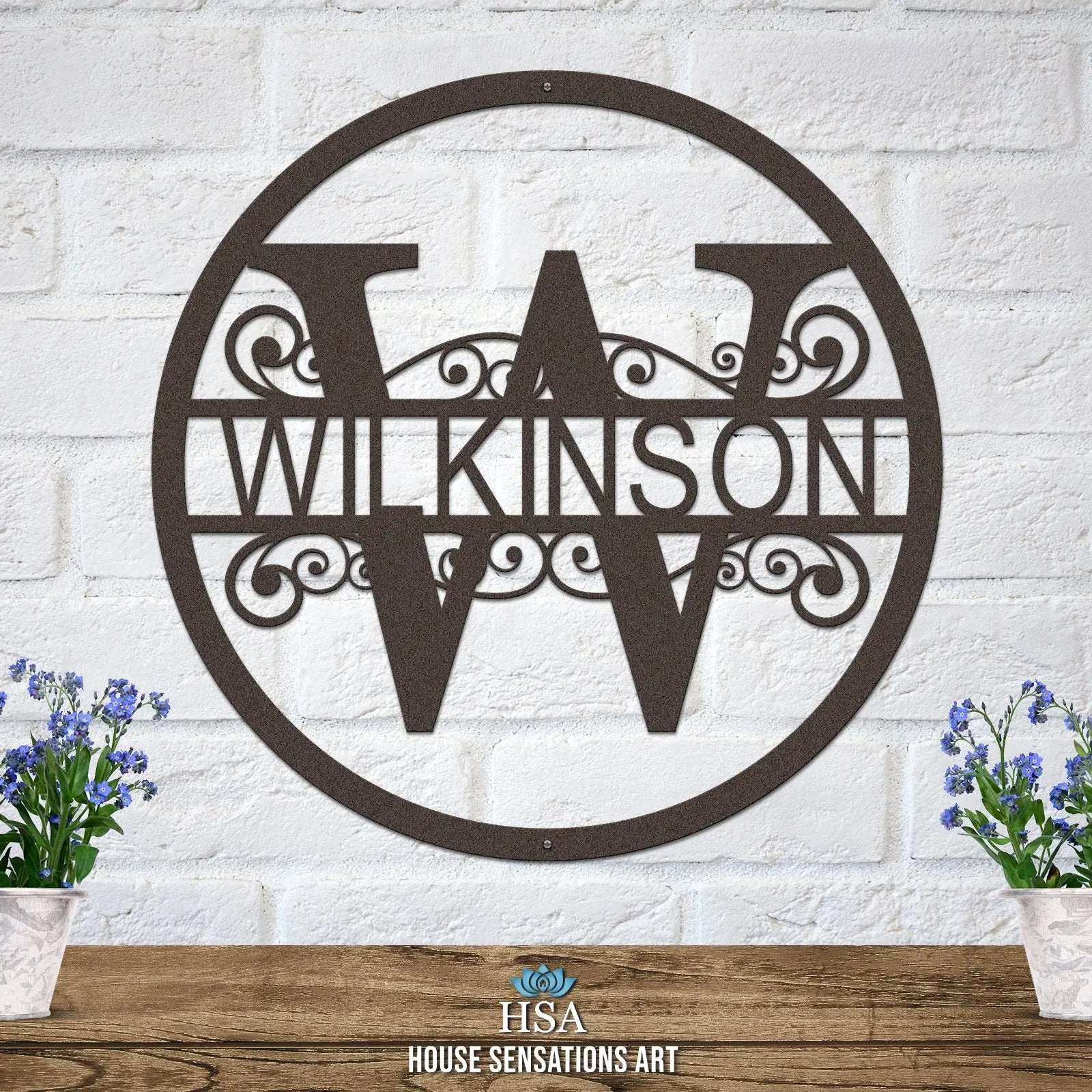 Name Monogram Sign – Custom Metal Split - Letter Decor for Homes - HouseSensationsArt