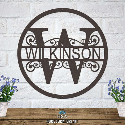 Name Monogram Sign – Custom Metal Split - Letter Decor for Homes - HouseSensationsArt