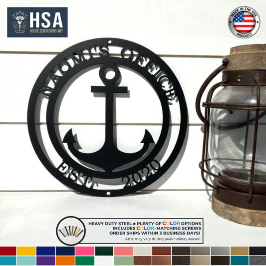 Nautical Anchor Name & Established Date Sign, Custom Coastal Gift, Outdoor & Indoor Decor - TTS - HouseSensationsArt