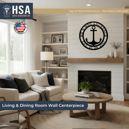 Nautical Anchor Name & Established Date Sign, Custom Coastal Gift, Outdoor & Indoor Decor - TTS - HouseSensationsArt