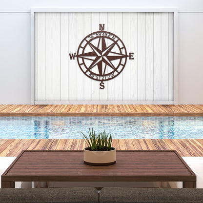 Nautical Compass Rose – Custom Metal Coastal Wall Art - HouseSensationsArt