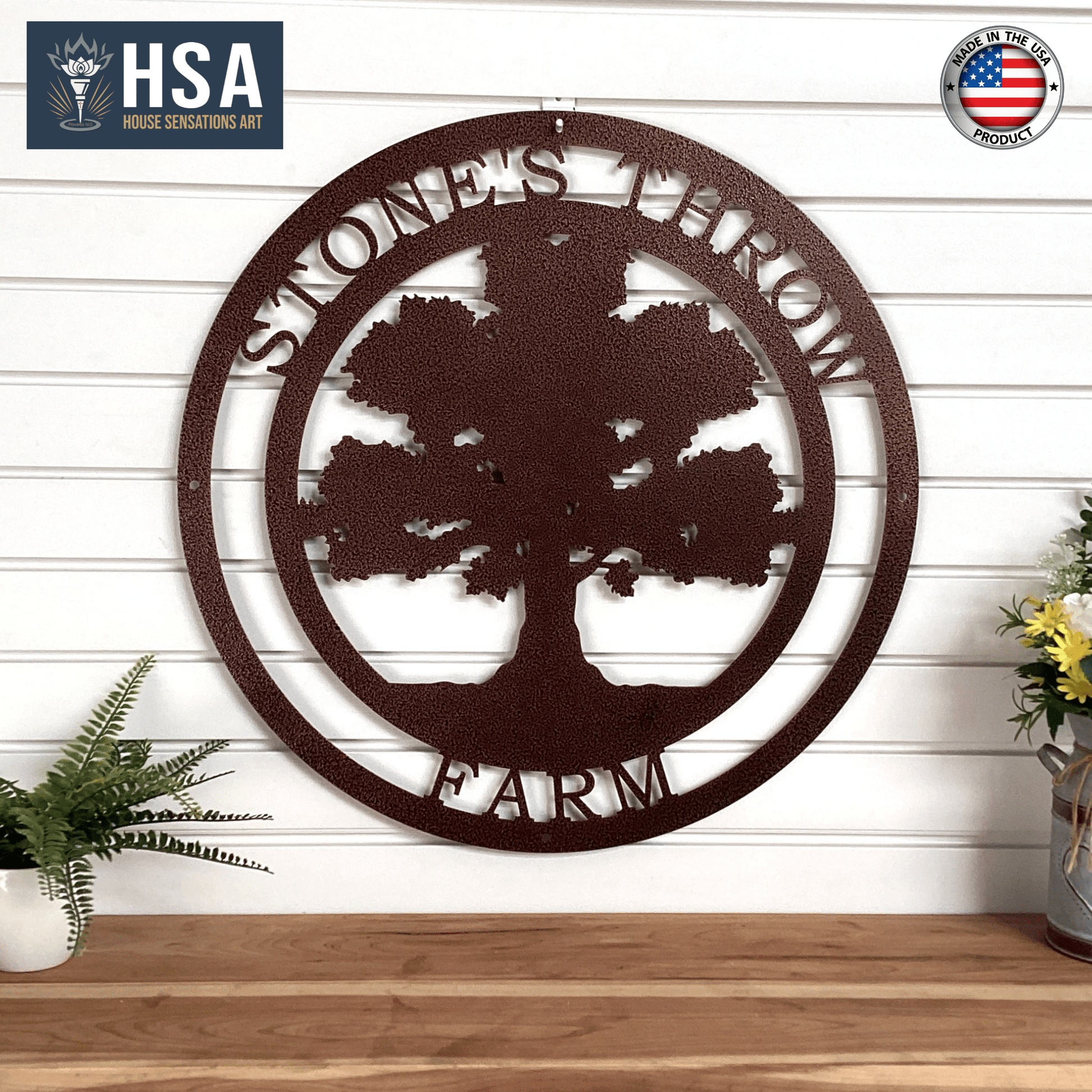 Oak Tree Family Name Sign with Established Date - HouseSensationsArt