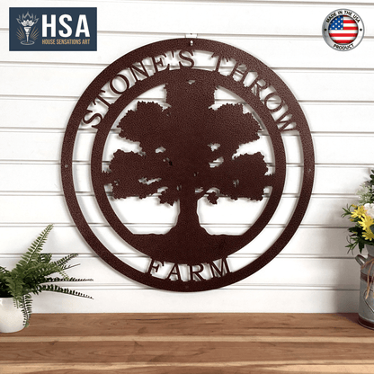 Oak Tree Family Name Sign with Established Date - HouseSensationsArt