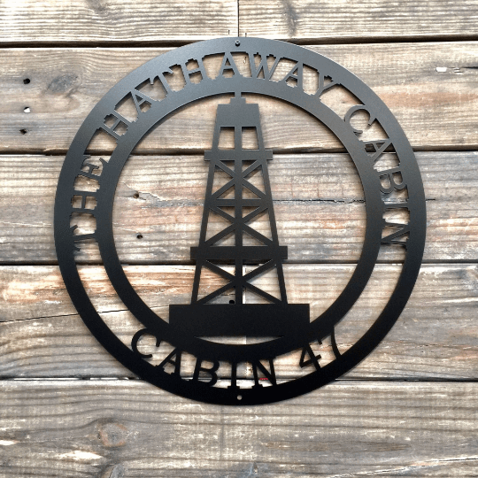 Custom oil rig metal art sign – personalized house name plaque for oil rig workers and home decor