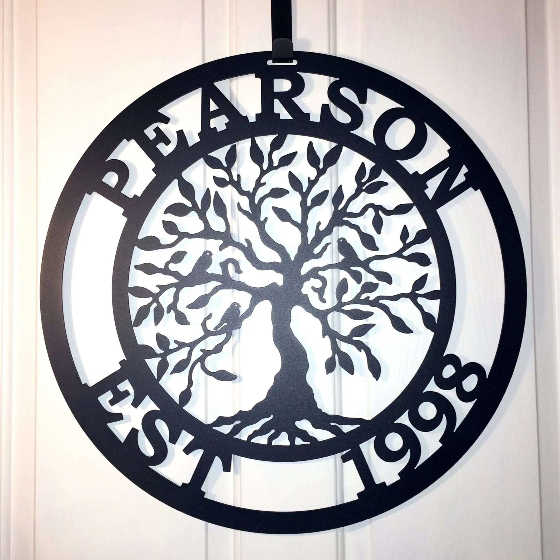 Olive Tree of Life Family Established Sign - Personalized Family Name Sign - Monogram Metal Wall Art - Custom Last Name Sign Wedding Gift - Home Decor Outdoor Metal Sign Tree of Life Sign House Sensations Art