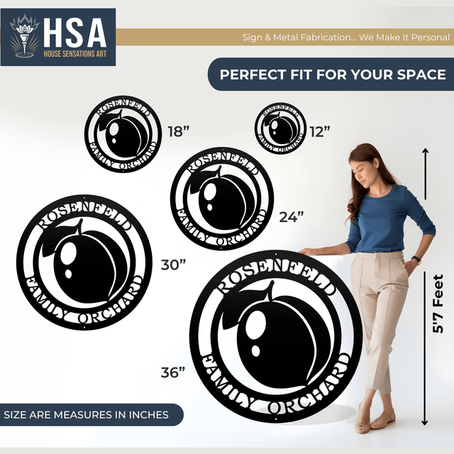 Peach Wall Art – Personalized Georgia - Inspired Metal Decor - HouseSensationsArt