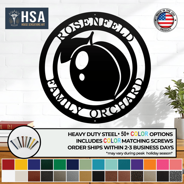 Peach Wall Art – Personalized Georgia - Inspired Metal Decor - HouseSensationsArt