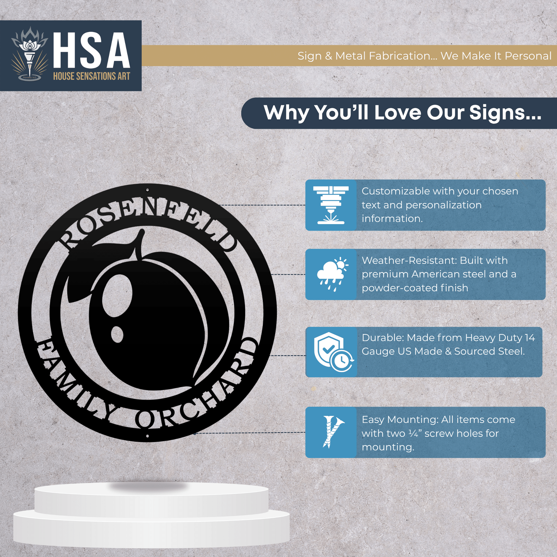 Peach Wall Art – Personalized Georgia - Inspired Metal Decor - HouseSensationsArt