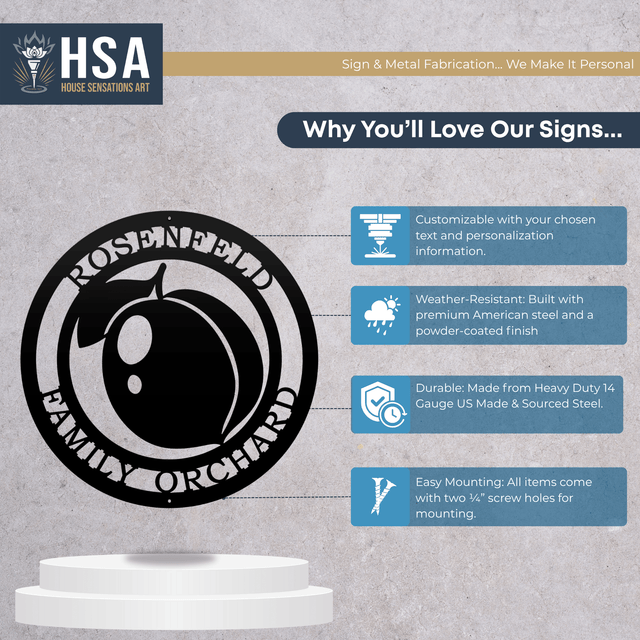 Peach Wall Art – Personalized Georgia - Inspired Metal Decor - HouseSensationsArt