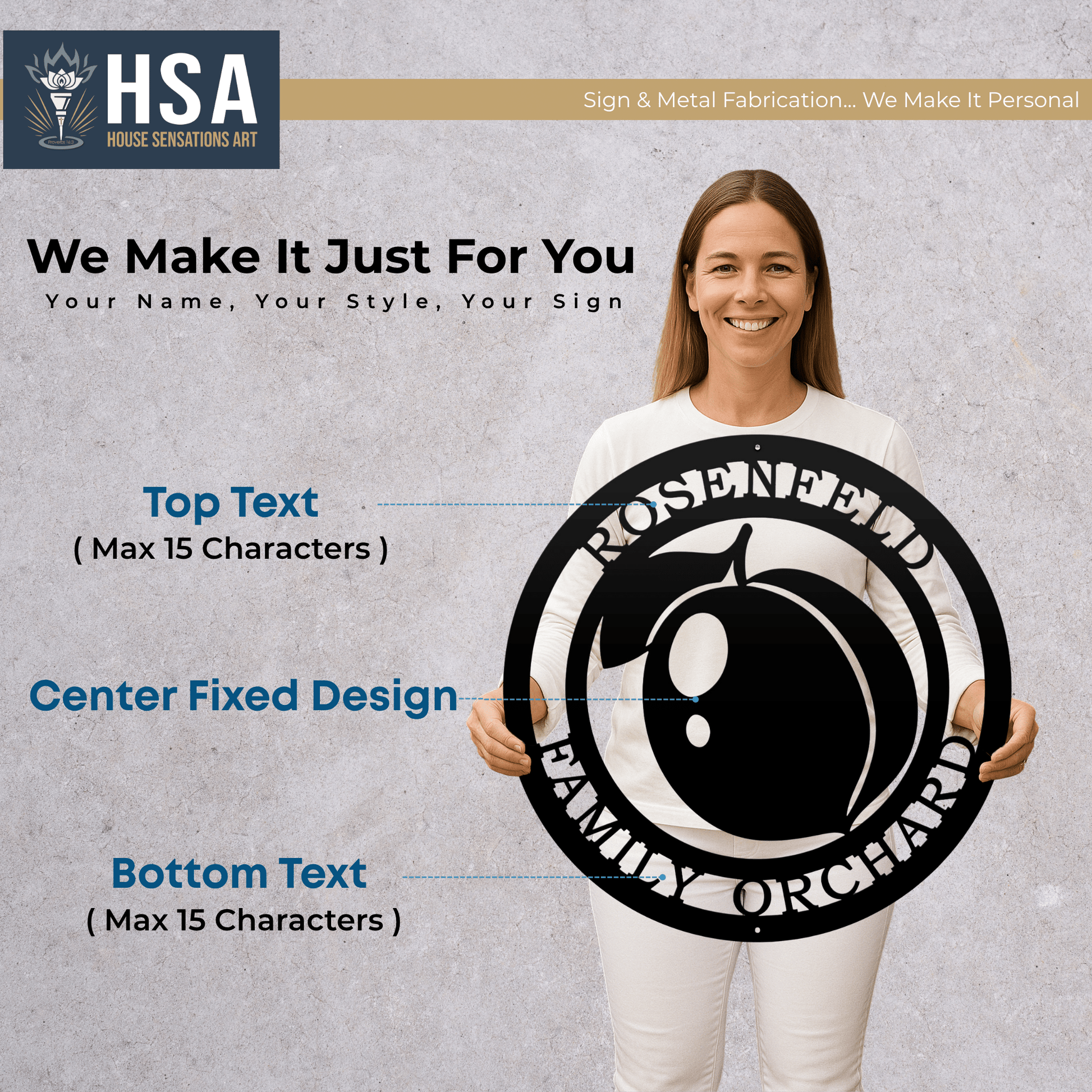 Peach Wall Art – Personalized Georgia - Inspired Metal Decor - HouseSensationsArt