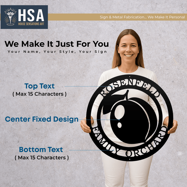 Peach Wall Art Personalized Georgia - Inspired Metal Decor, Southern Home Decor, Peach State Gift - TTS - HouseSensationsArt