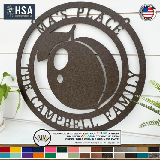 Peach Wall Art Personalized Georgia - Inspired Metal Decor, Southern Home Decor, Peach State Gift - TTS - HouseSensationsArt