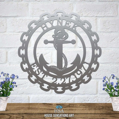 Perosonalized Anchor Signs – Nautical Metal Wall Art & Family Decor - HouseSensationsArt