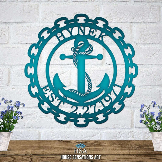 Perosonalized Anchor Signs – Nautical Metal Wall Art & Family Decor - HouseSensationsArt