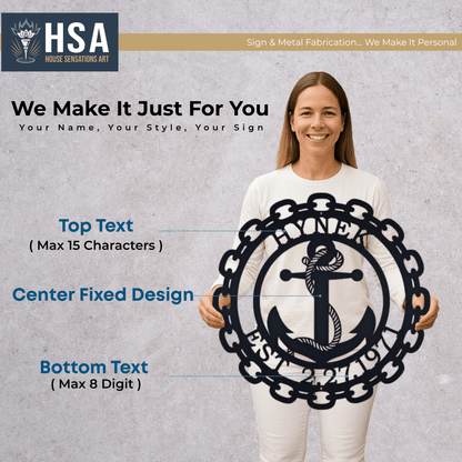 Personalized Anchor Signs – Nautical Metal Wall Art & Family Decor - HouseSensationsArt