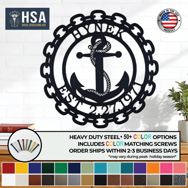 Personalized Anchor Signs – Nautical Metal Wall Art & Family Decor - HouseSensationsArt