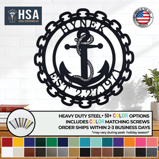 Personalized Anchor Signs – Nautical Metal Wall Art & Family Decor - HouseSensationsArt