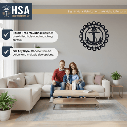 Personalized Anchor Signs – Nautical Metal Wall Art & Family Decor - HouseSensationsArt