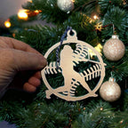 Decorative ornament with fish and hook design hanging on Christmas tree, festive holiday décor for seasonal display and fishing-themed Christmas decorations