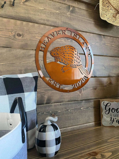 Personalized Beaver Sign - Custom Metal House Number Plaque - Perfect for Outdoor Decor in Gardens, Yards, or Farms - Ideal Housewarming Gift for Animal Lovers - HouseSensationsArt