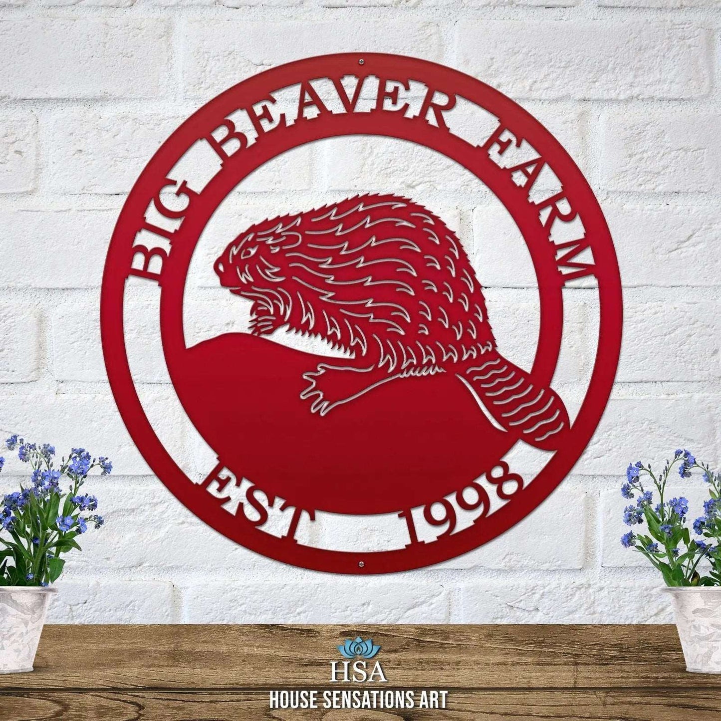 Personalized Beaver Sign - Custom Metal House Number Plaque - Perfect for Outdoor Decor in Gardens, Yards, or Farms - Ideal Housewarming Gift for Animal Lovers - HouseSensationsArt