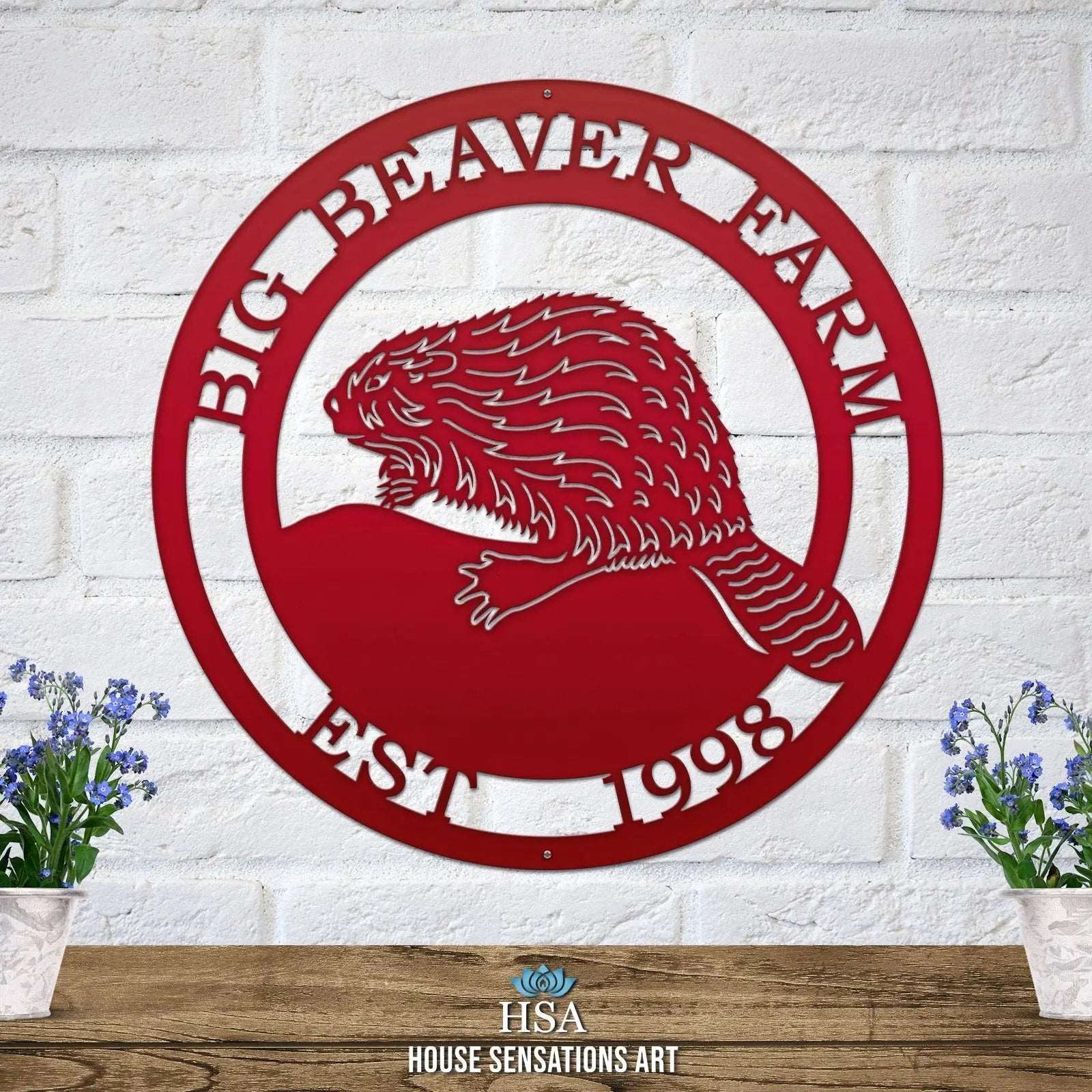 Personalized Beaver Sign - Custom Metal House Number Plaque - Perfect for Outdoor Decor in Gardens, Yards, or Farms - Ideal Housewarming Gift for Animal Lovers - HouseSensationsArt