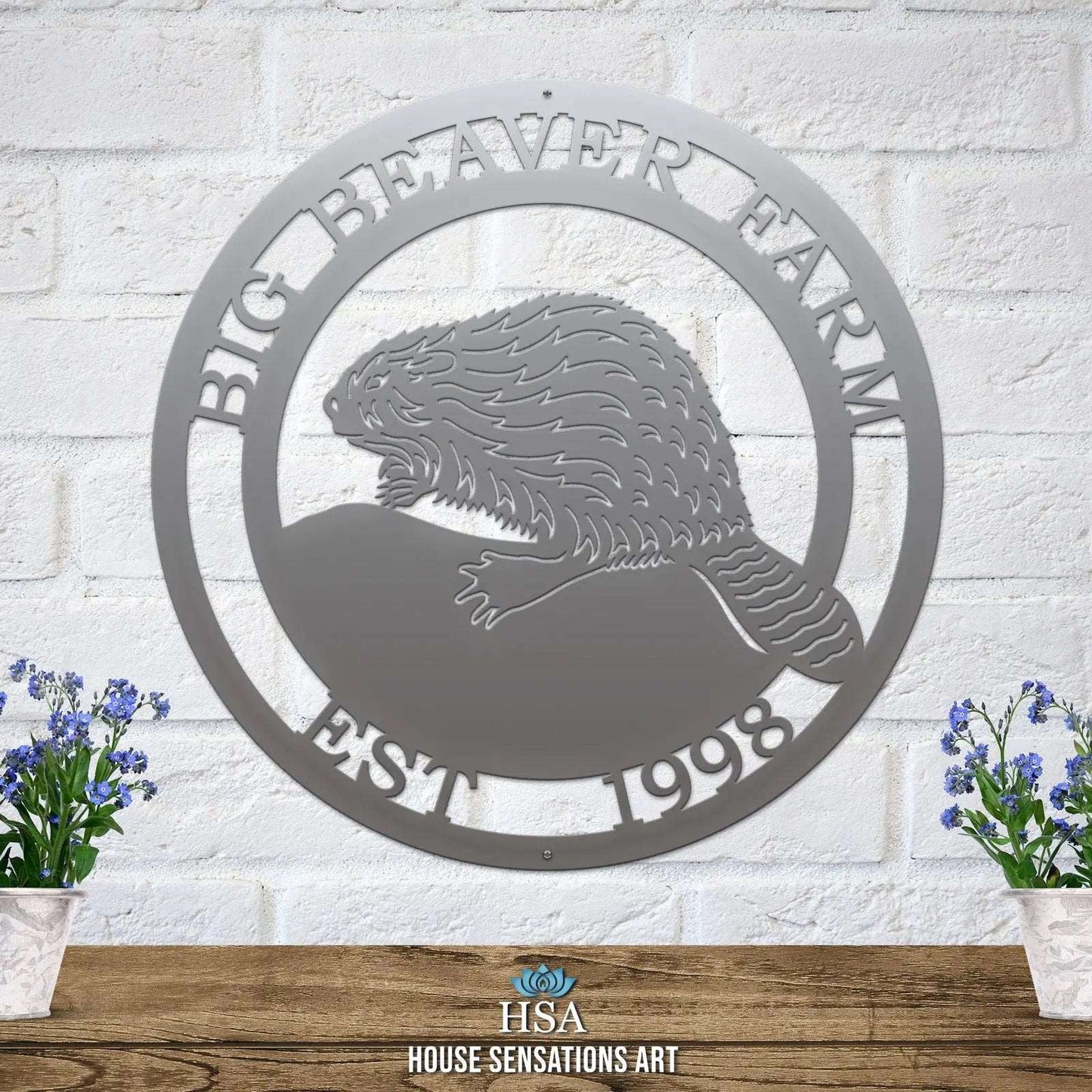 Personalized Beaver Sign - Custom Metal House Number Plaque - Perfect for Outdoor Decor in Gardens, Yards, or Farms - Ideal Housewarming Gift for Animal Lovers - HouseSensationsArt