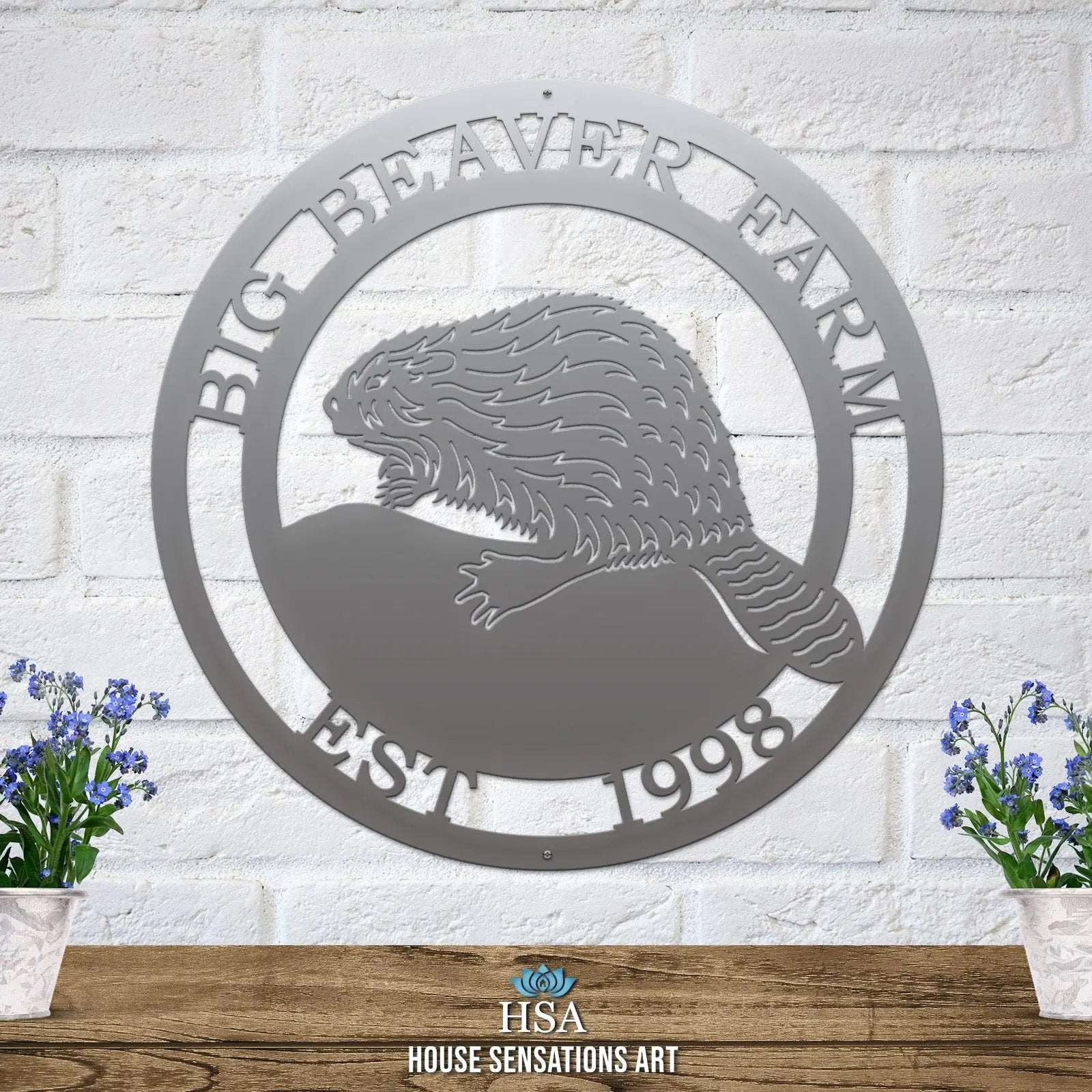 Personalized Beaver Sign - Custom Metal House Number Plaque - Perfect for Outdoor Decor in Gardens, Yards, or Farms - Ideal Housewarming Gift for Animal Lovers - HouseSensationsArt