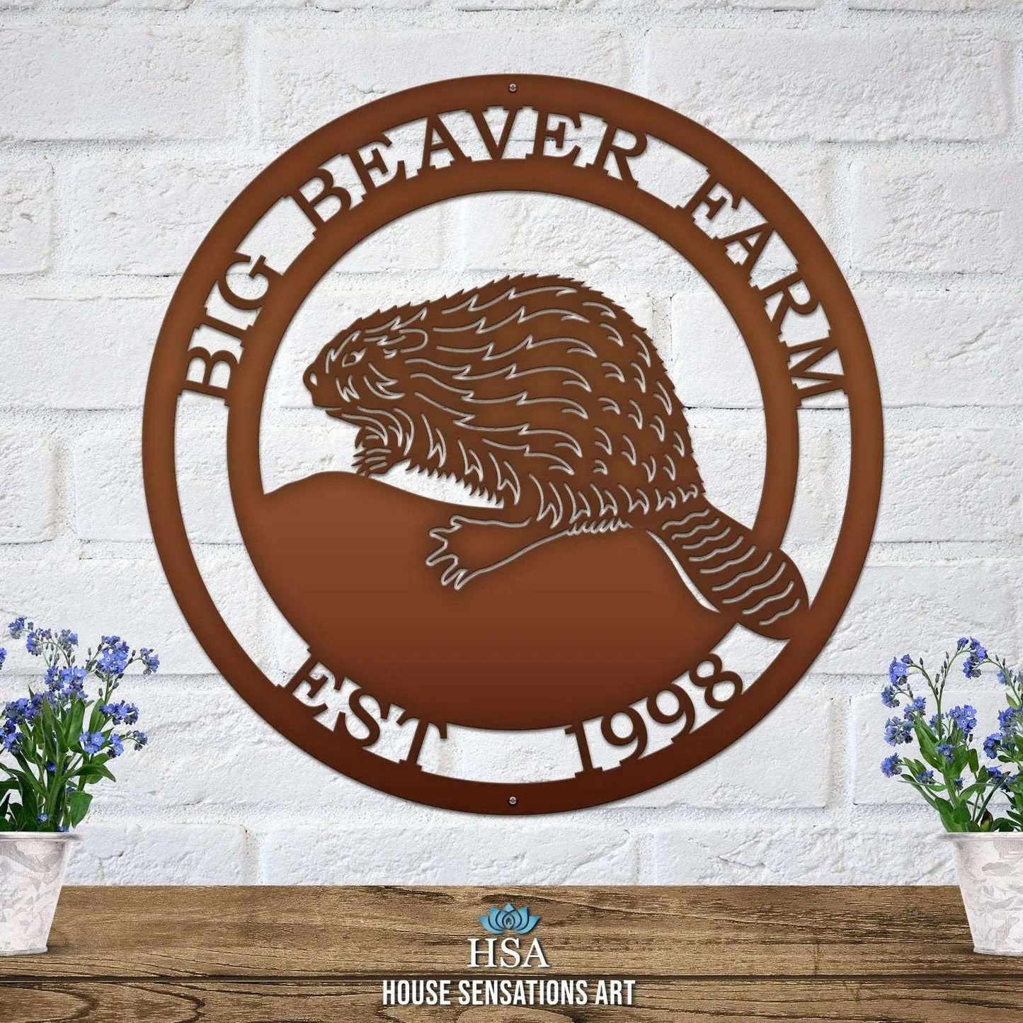 Personalized Beaver Sign - Custom Metal House Number Plaque - Perfect for Outdoor Decor in Gardens, Yards, or Farms - Ideal Housewarming Gift for Animal Lovers - HouseSensationsArt
