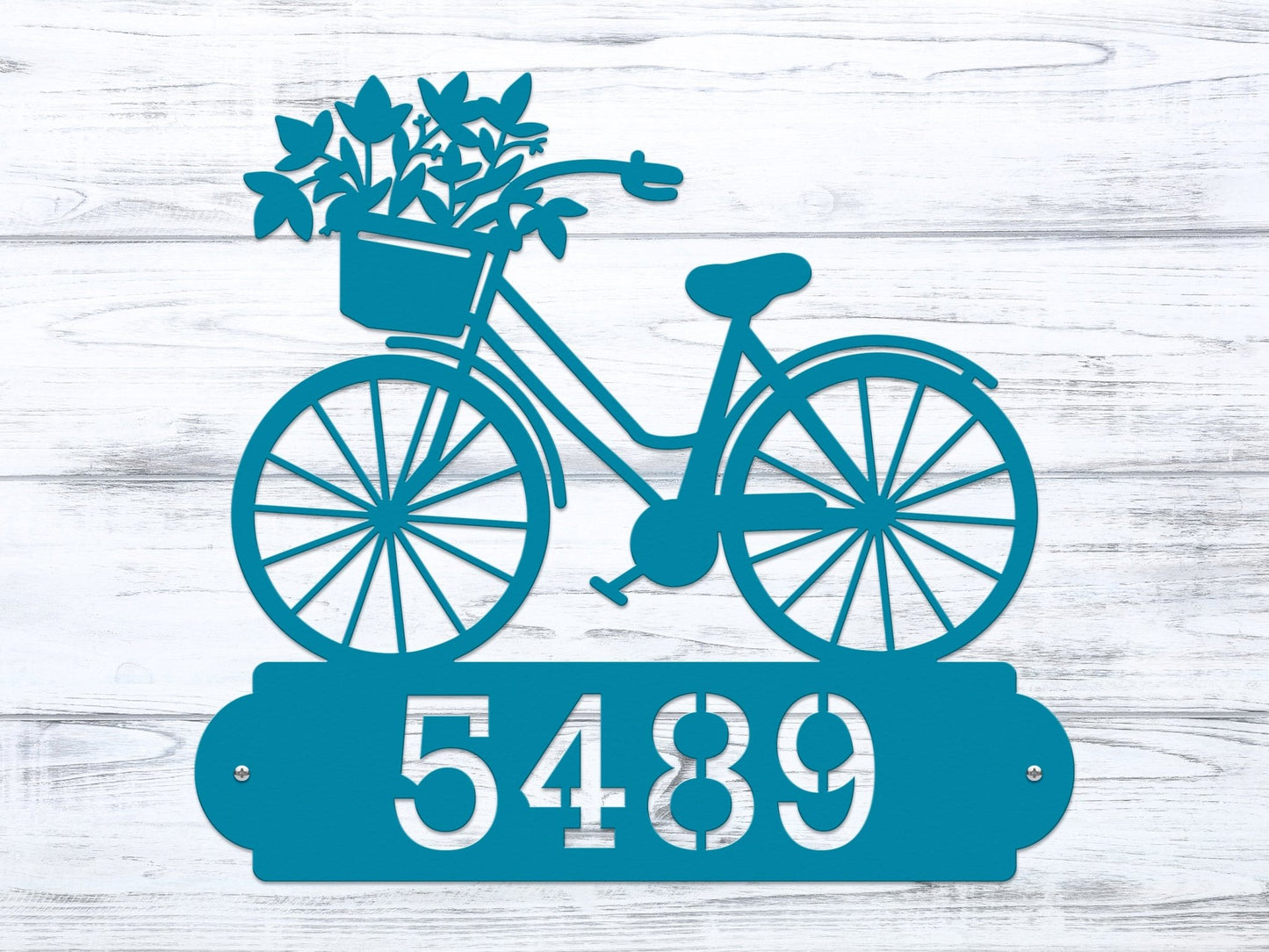 Personalized Bicycle Modern Address Sign – Custom Metal House Numbers – Weather - Resistant Outdoor Address Signs for Home Décor & Housewarming Gift - HouseSensationsArt