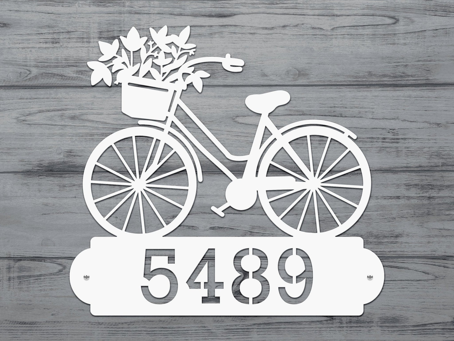 Personalized Bicycle Modern Address Sign – Custom Metal House Numbers – Weather - Resistant Outdoor Address Signs for Home Décor & Housewarming Gift - HouseSensationsArt