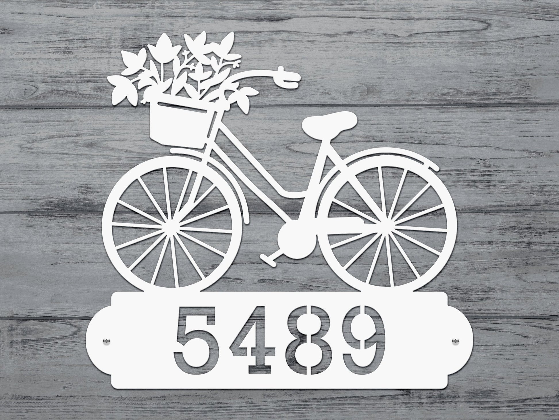 Personalized Bicycle Modern Address Sign – Custom Metal House Numbers – Weather - Resistant Outdoor Address Signs for Home Décor & Housewarming Gift - HouseSensationsArt