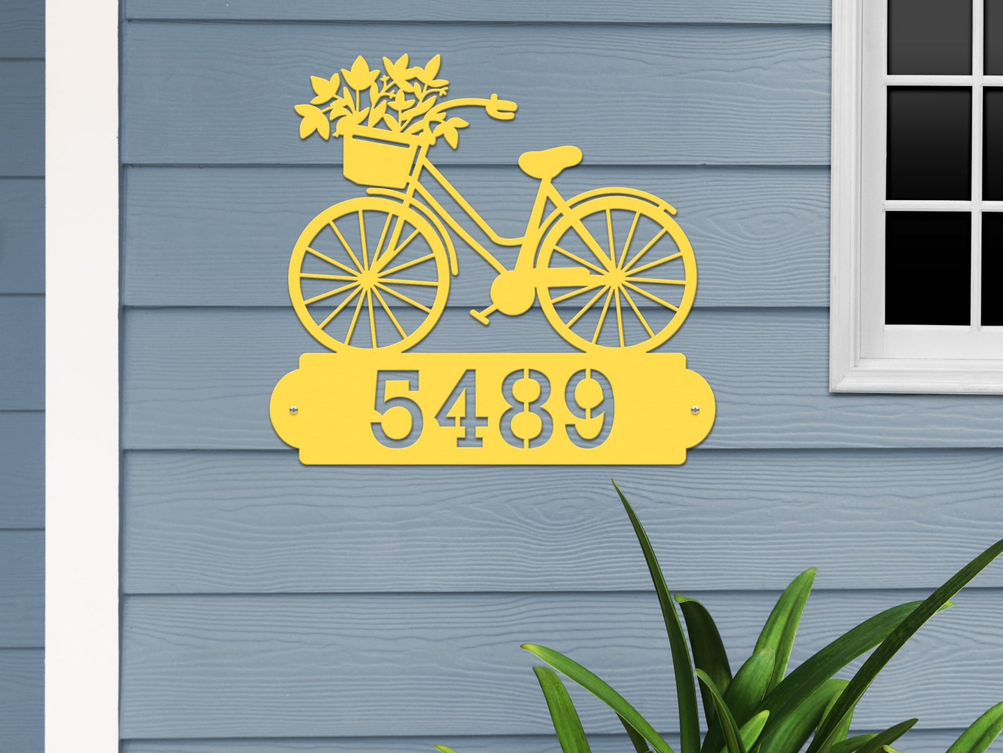Personalized Bicycle Modern Address Sign – Custom Metal House Numbers – Weather - Resistant Outdoor Address Signs for Home Décor & Housewarming Gift - HouseSensationsArt