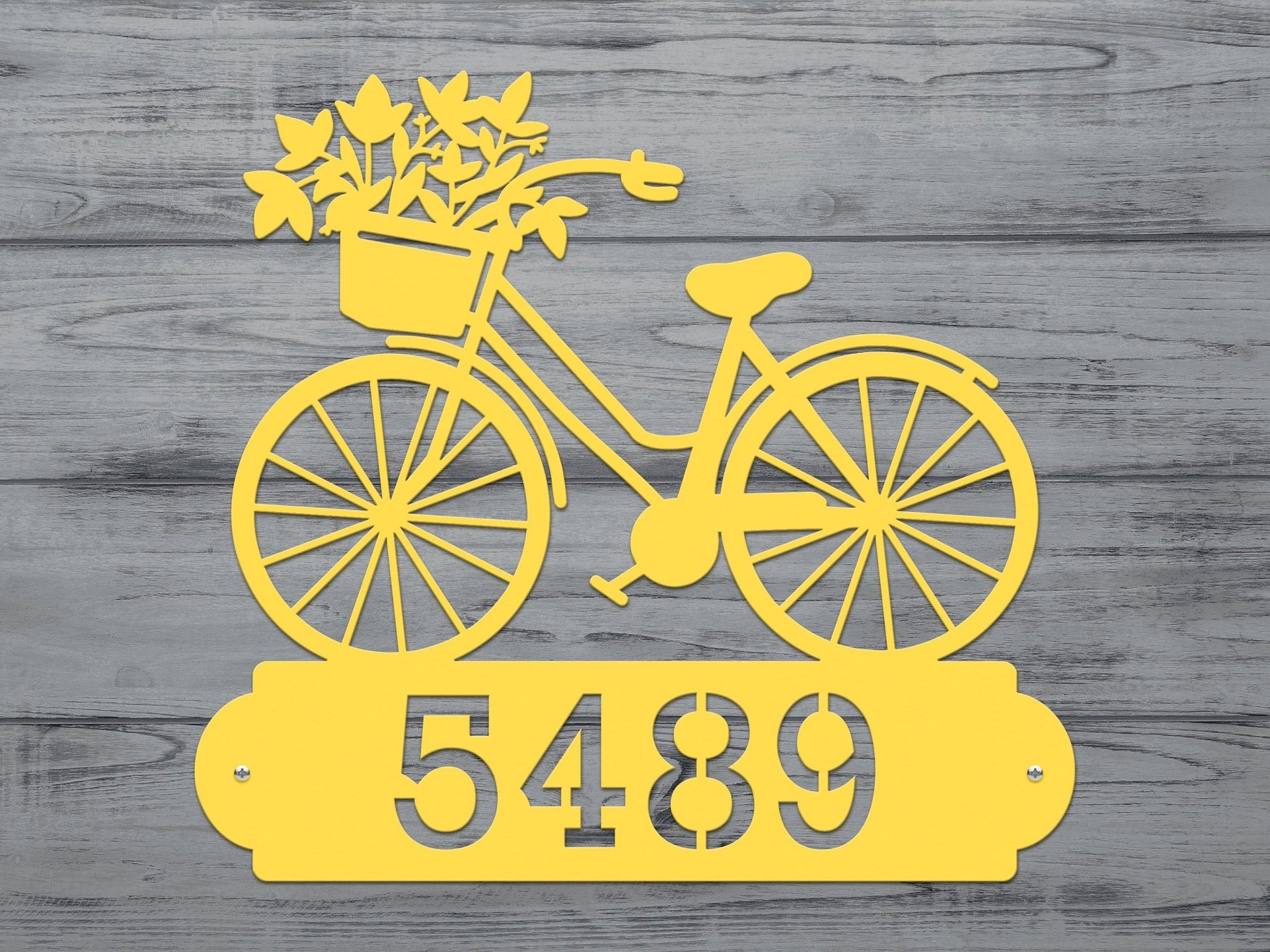 Personalized Bicycle Modern Address Sign – Custom Metal House Numbers – Weather - Resistant Outdoor Address Signs for Home Décor & Housewarming Gift - HouseSensationsArt