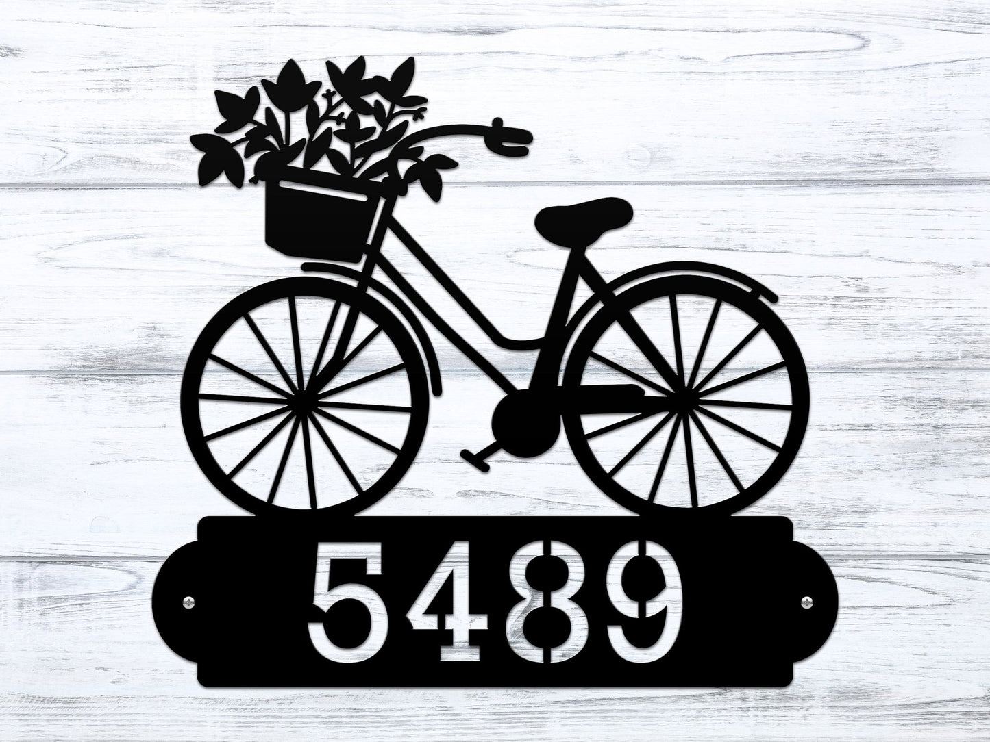 Personalized Bicycle Modern Address Sign – Custom Metal House Numbers – Weather - Resistant Outdoor Address Signs for Home Décor & Housewarming Gift - HouseSensationsArt