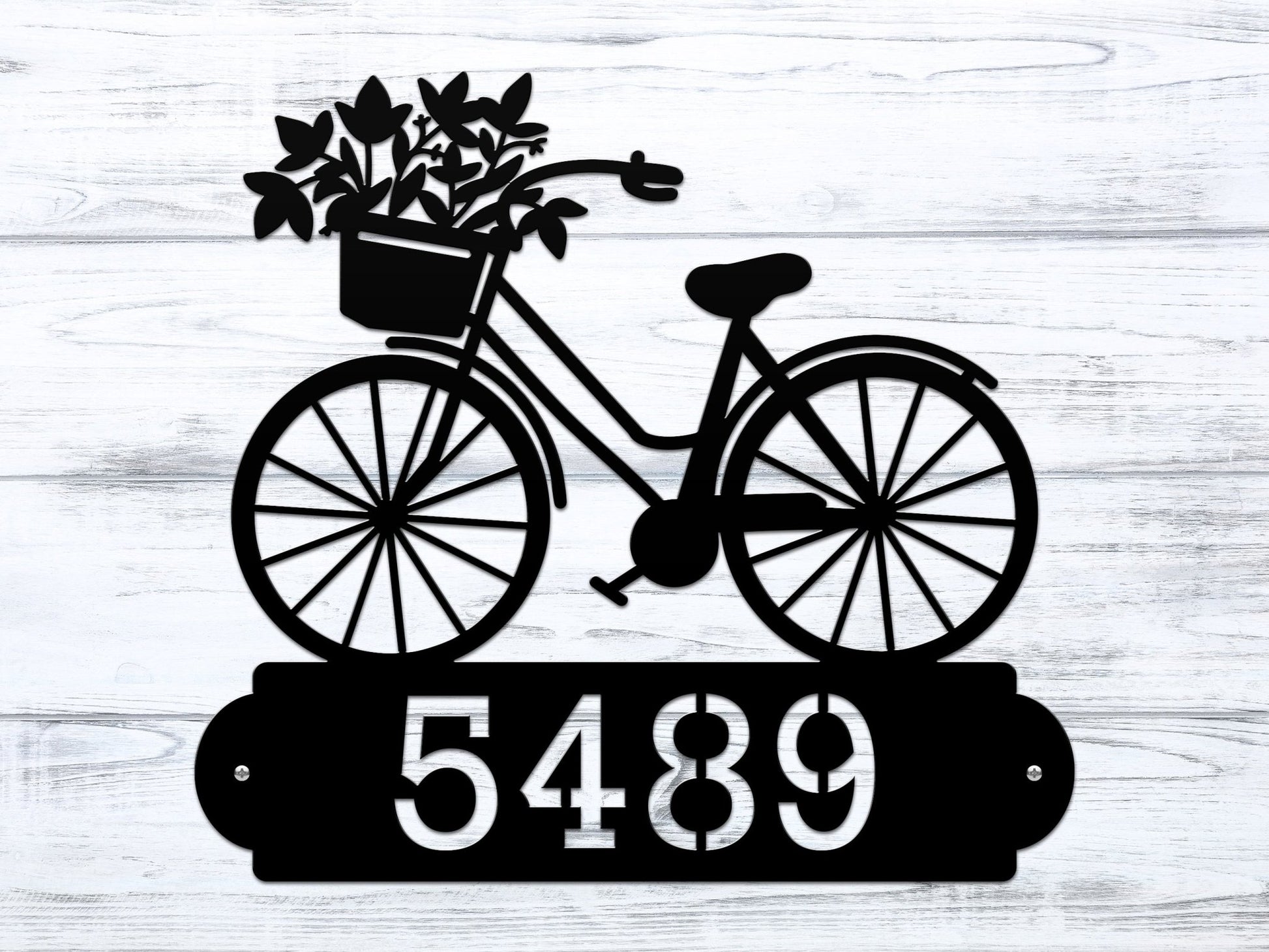 Personalized Bicycle Modern Address Sign – Custom Metal House Numbers – Weather - Resistant Outdoor Address Signs for Home Décor & Housewarming Gift - HouseSensationsArt