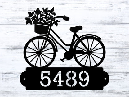 Personalized Bicycle Modern Address Sign – Custom Metal House Numbers – Weather - Resistant Outdoor Address Signs for Home Décor & Housewarming Gift - HouseSensationsArt